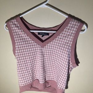 Pink and white checkered sweater vest